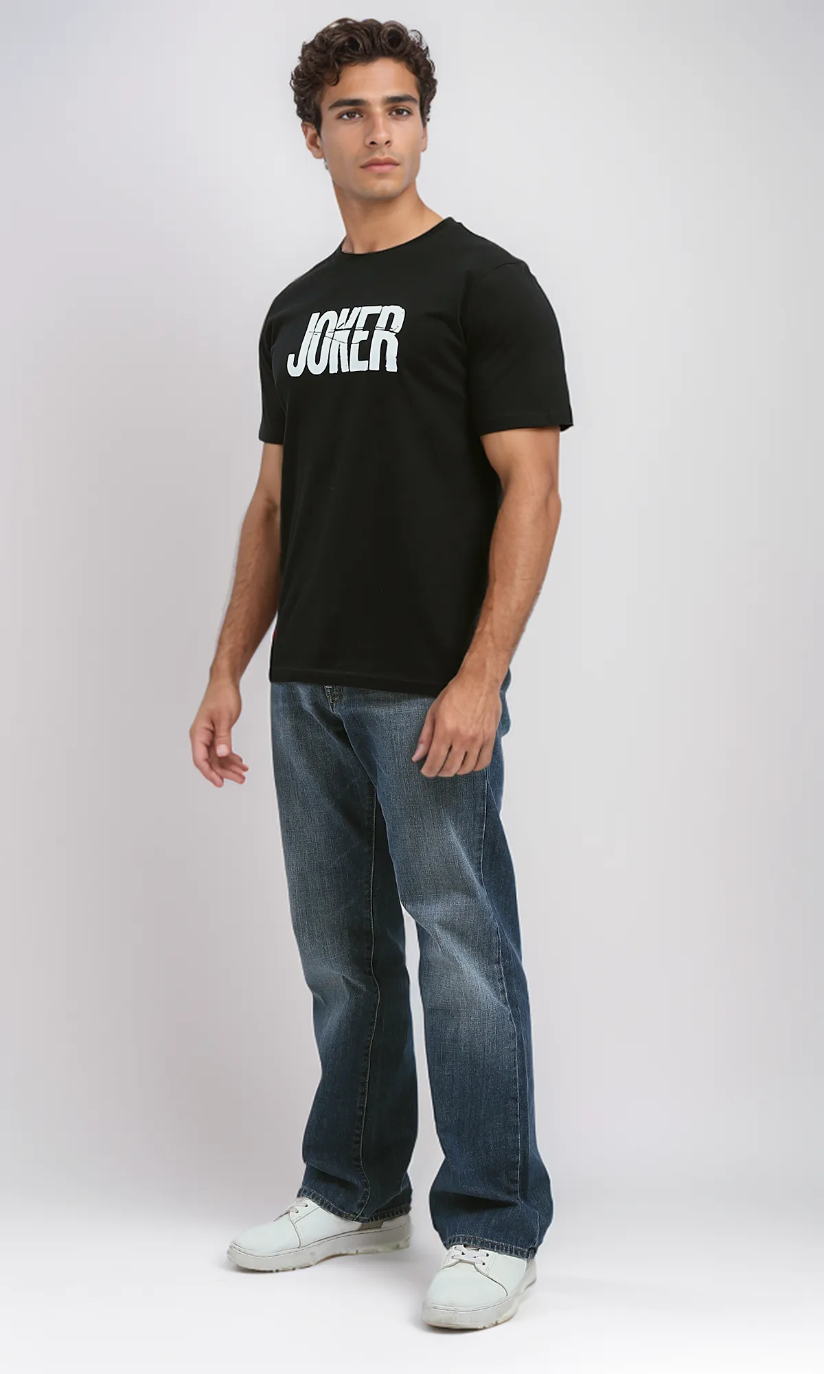 O191653 Short Sleeves Black Tee With Printed "Joker"