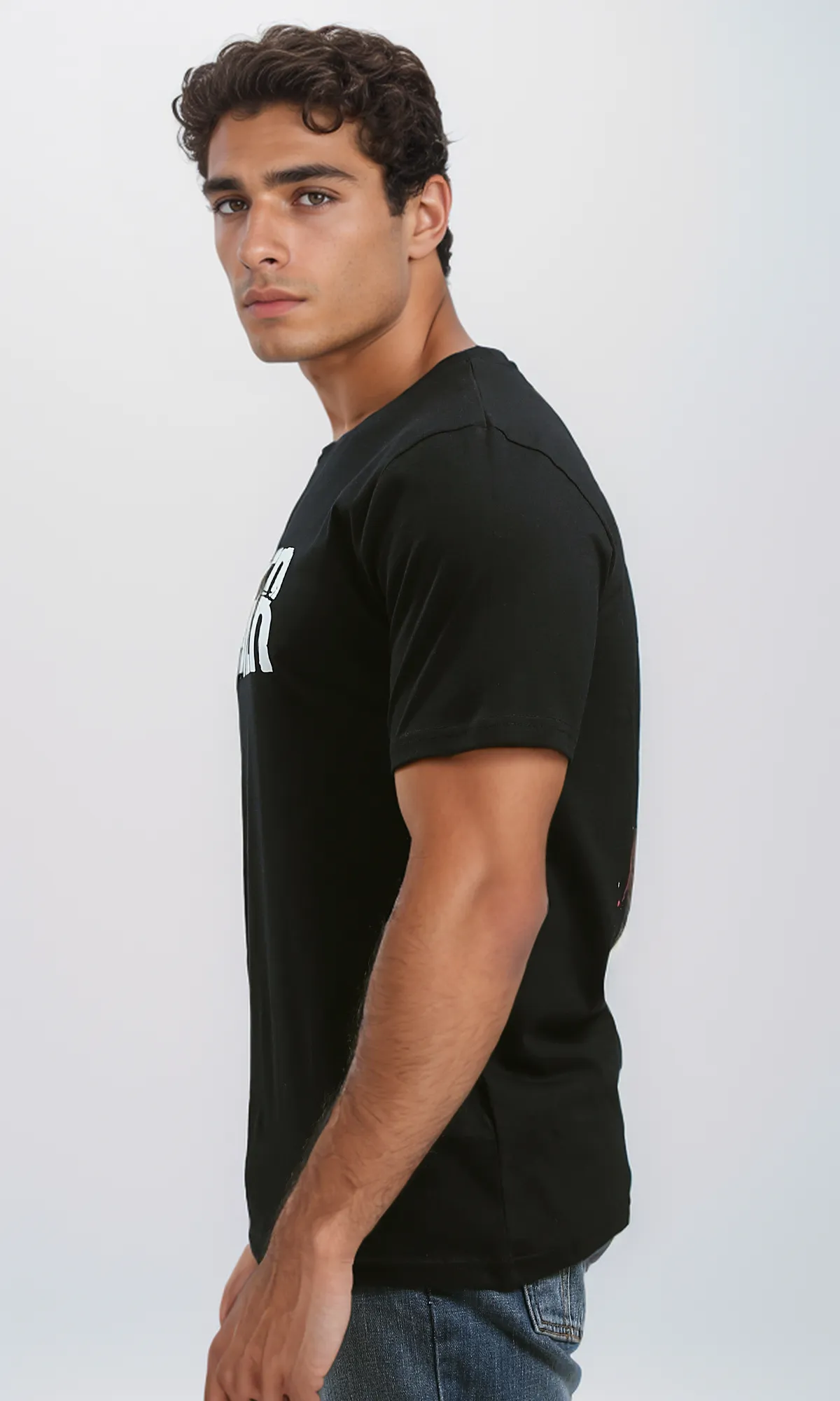 O191653 Short Sleeves Black Tee With Printed "Joker"