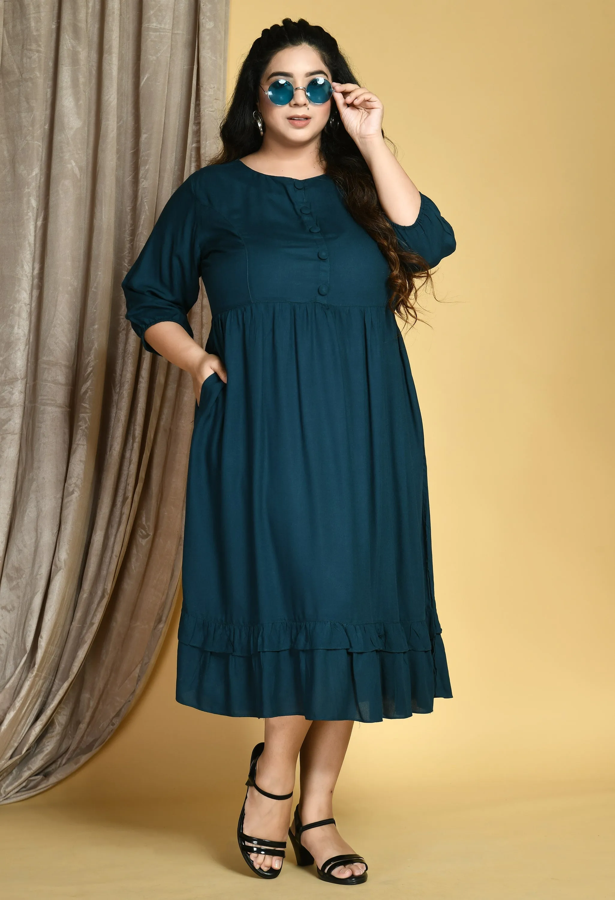 Plus Size Plus Size Teal Midi Dress