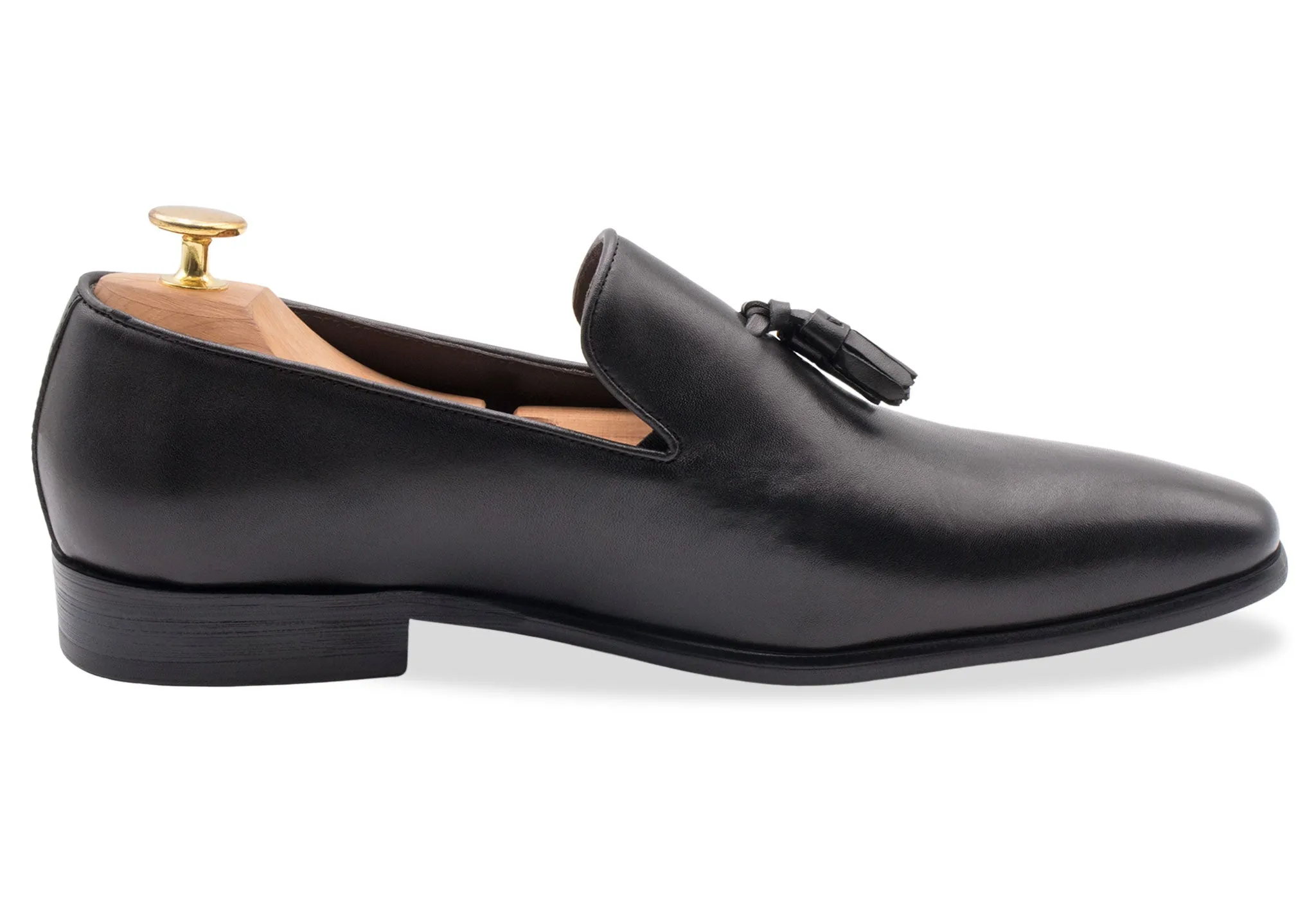 Polvorines Black Wholecut Tassel Loafer