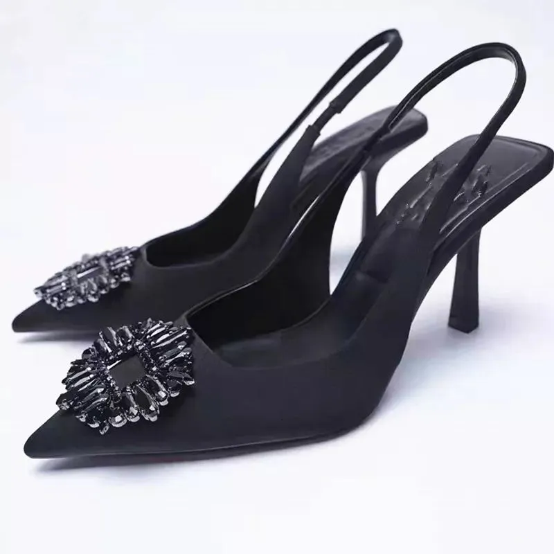 Rhinestones Decorated Pointed Heels Pumps