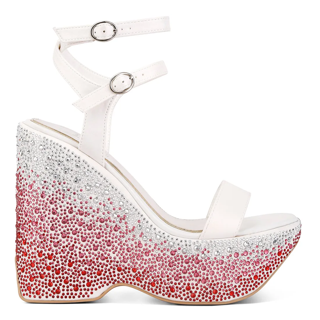 Rhinestones Embellished Ultra High Wedge Sandals