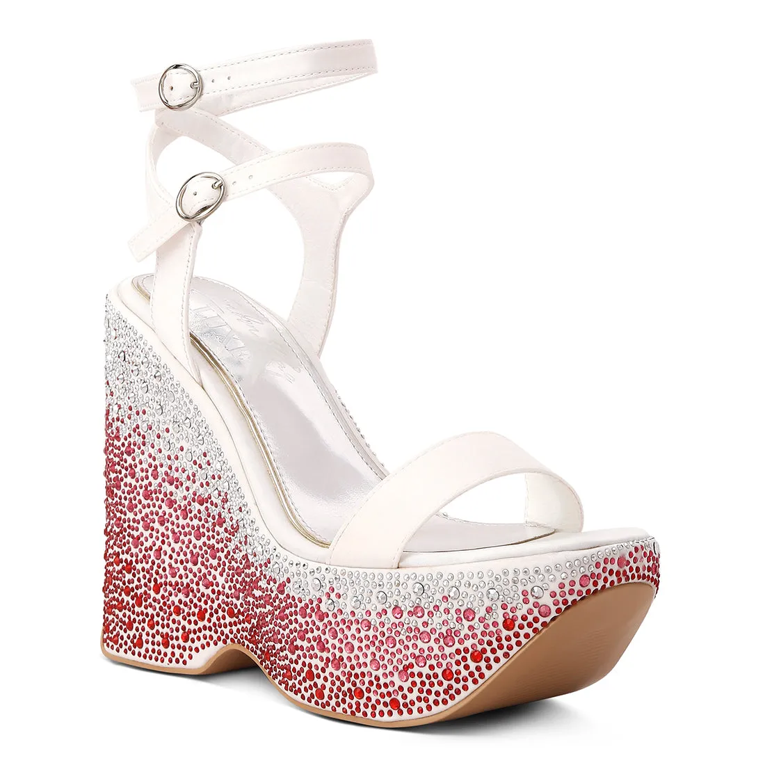 Rhinestones Embellished Ultra High Wedge Sandals