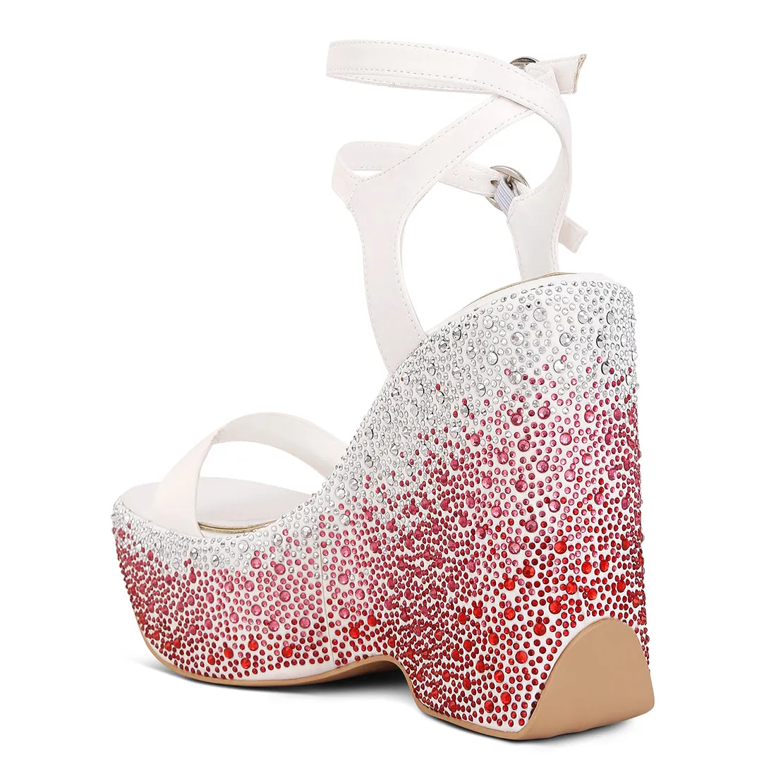 Rhinestones Embellished Ultra High Wedge Sandals