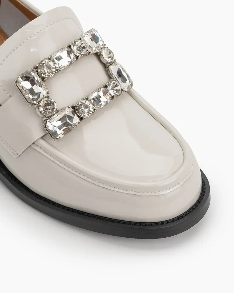 Rhinestones Square Buckle Slip-on Backless Loafers