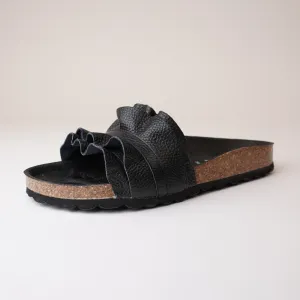 Rocio Black Leather Slides