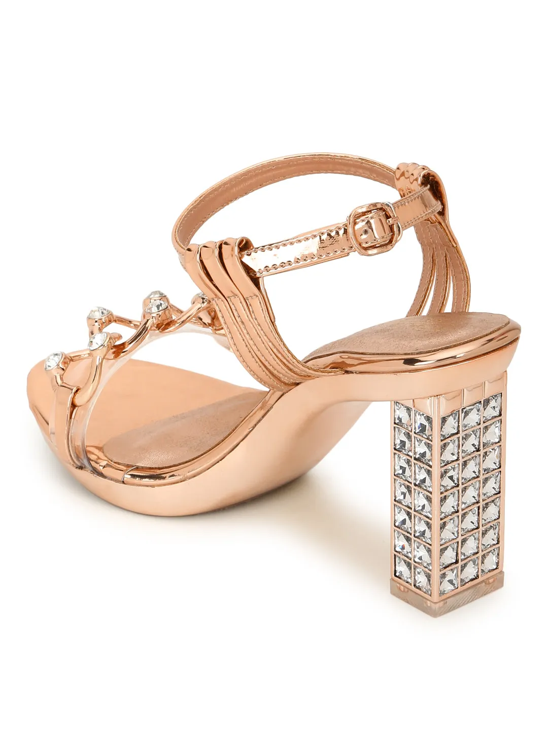 Rose Gold Patent Block Sandals (TC-G08577-RGLD)