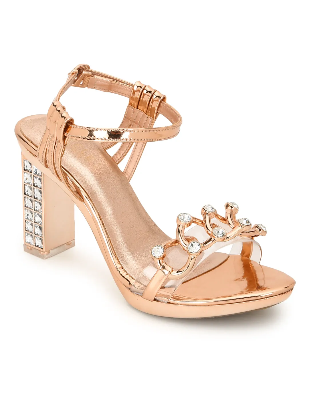 Rose Gold Patent Block Sandals (TC-G08577-RGLD)