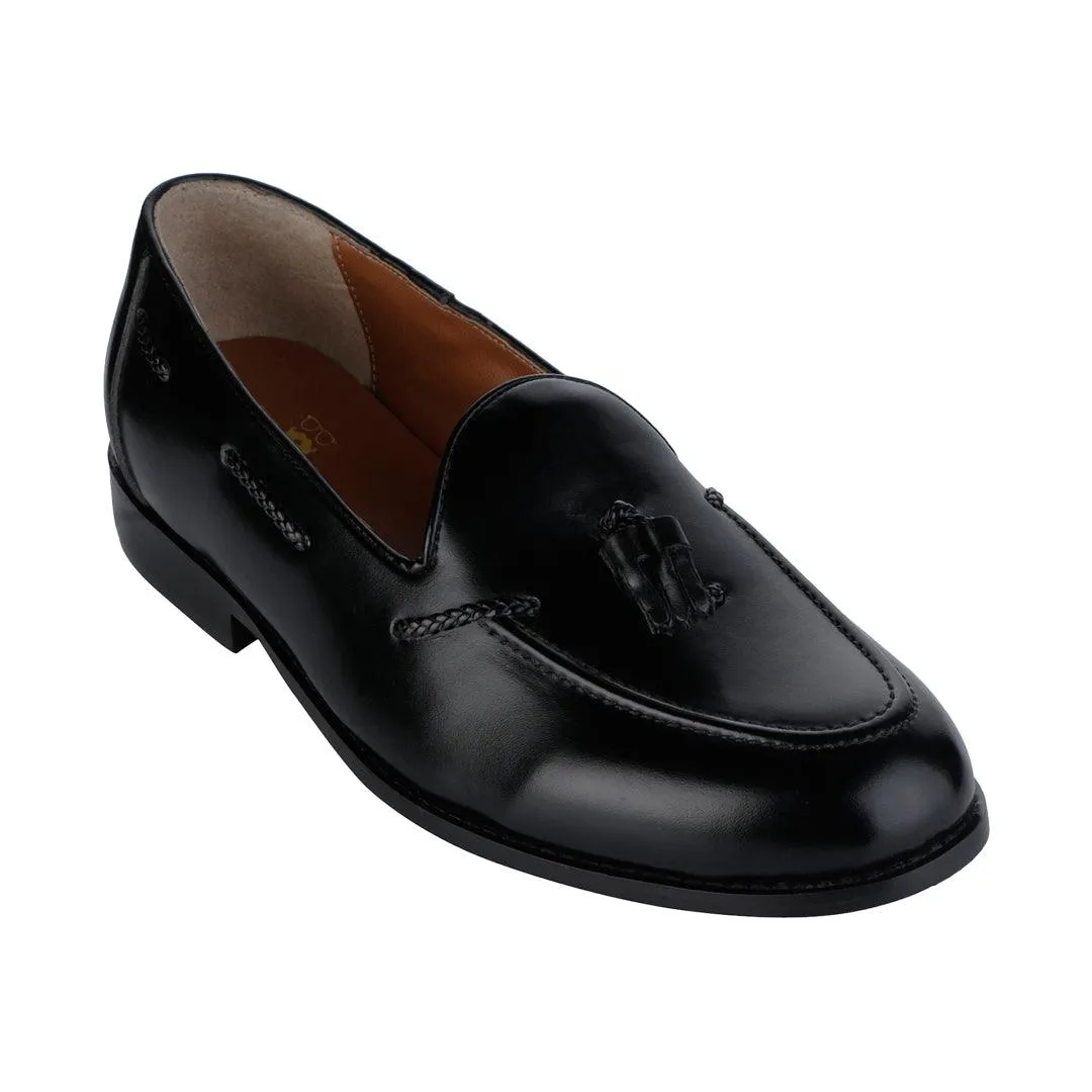 Rossa Classic Black Tassel Loafers