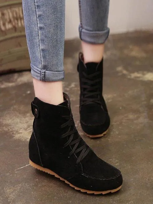 Round Toe Bandage Ankle Boots