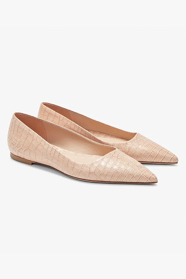 Rowan Flat - Embossed Croc :: Sand