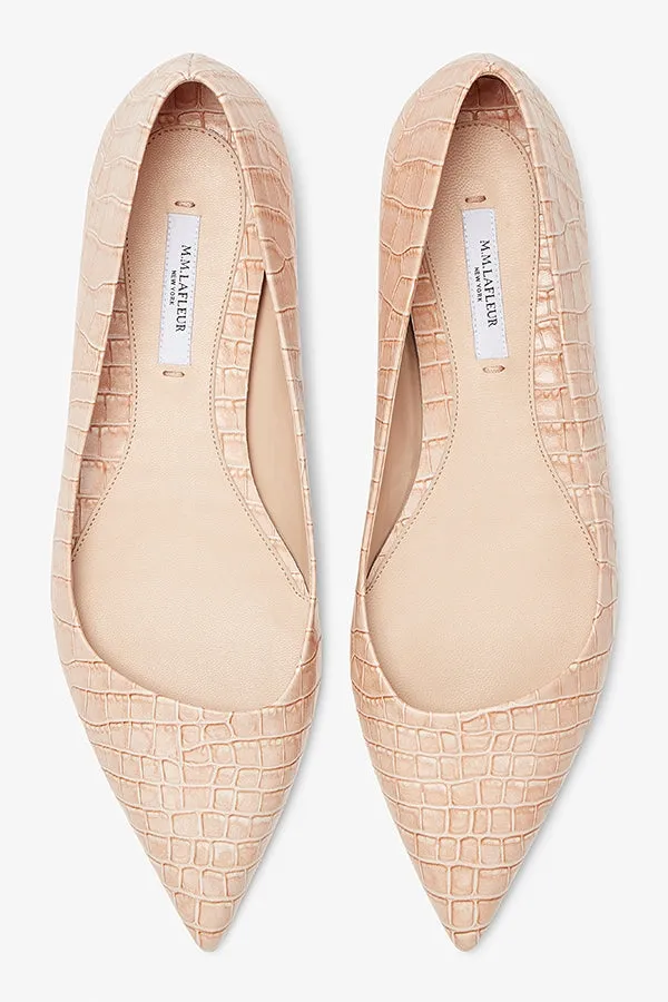 Rowan Flat - Embossed Croc :: Sand