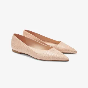 Rowan Flat - Embossed Croc :: Sand