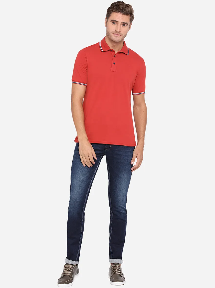 Rust Solid Slim Fit Polo T-Shirt | JadeBlue