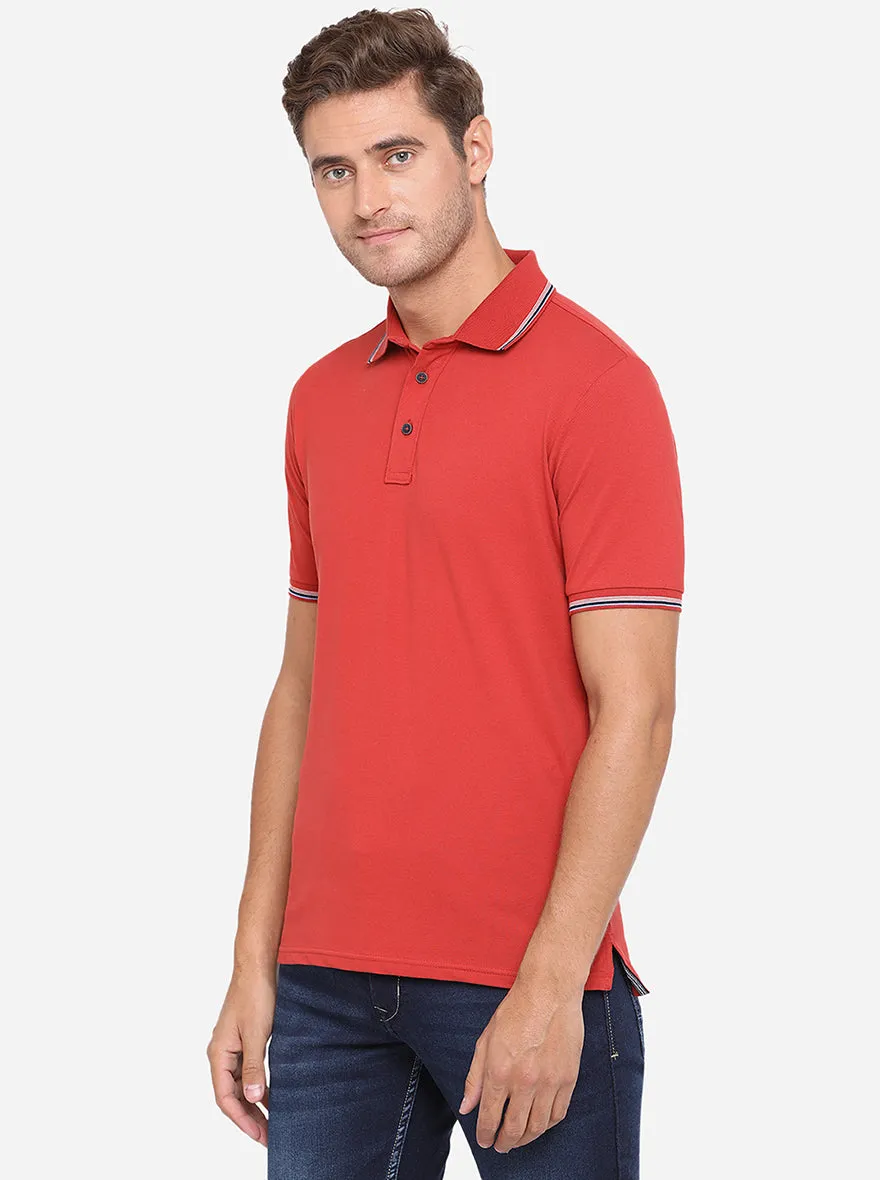 Rust Solid Slim Fit Polo T-Shirt | JadeBlue