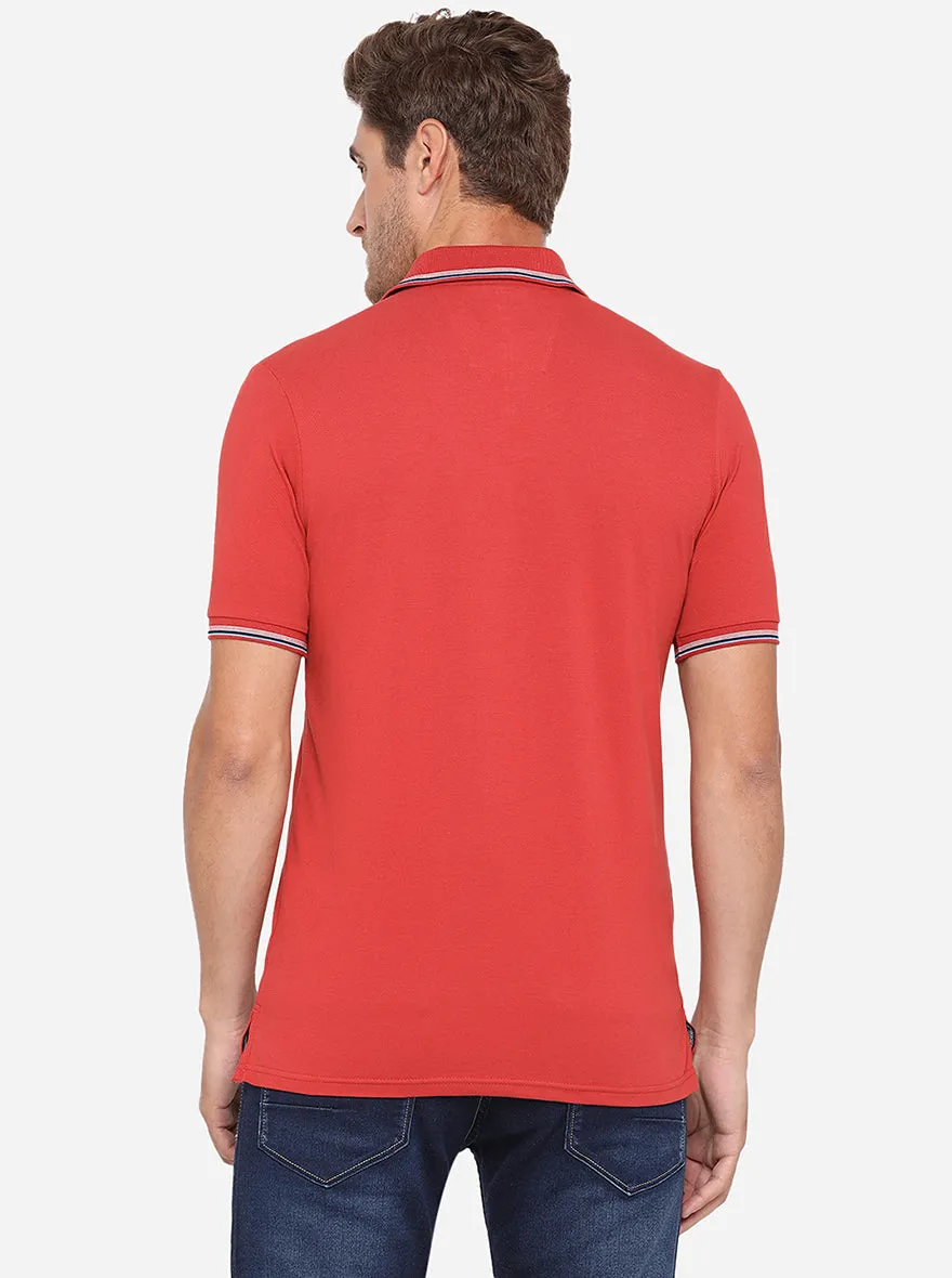 Rust Solid Slim Fit Polo T-Shirt | JadeBlue