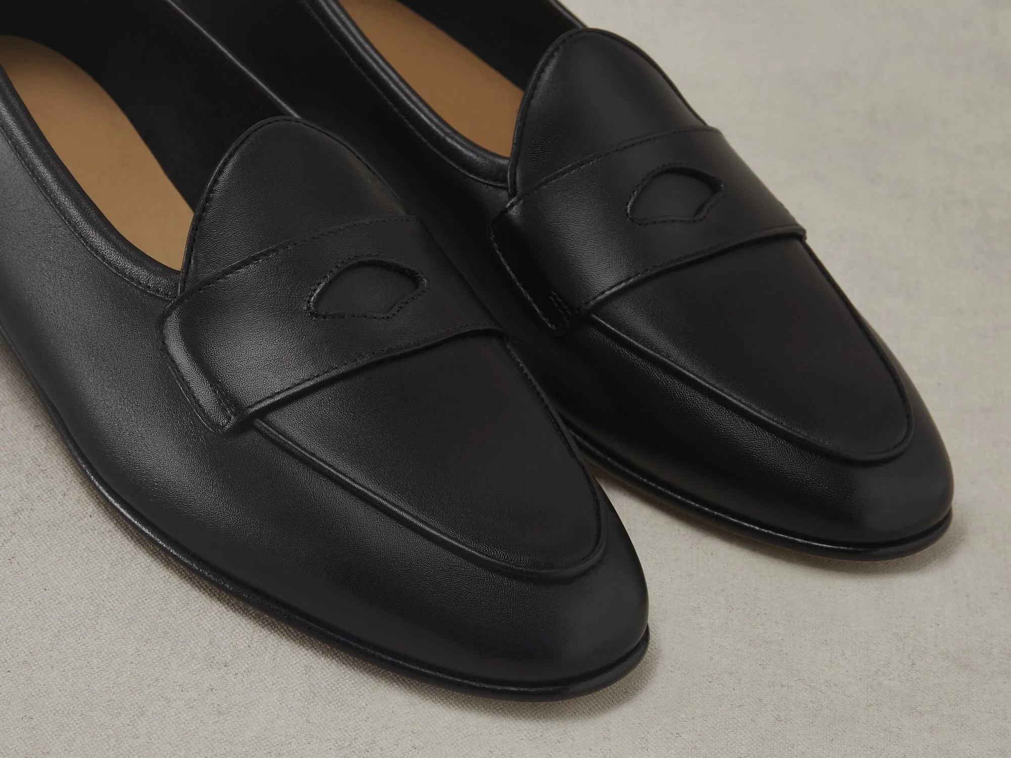 Sagan Classic Ginkgo Loafers in Black Drape Calf