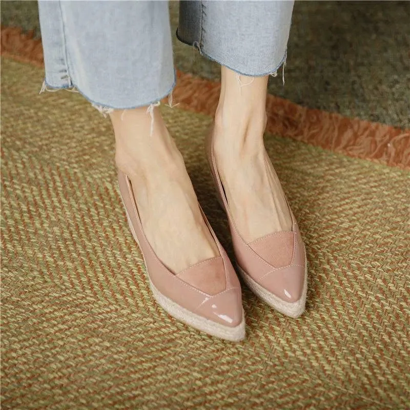 Sheyan Autumn Genuine Leather Wedge Flats - Stylish & Comfortable