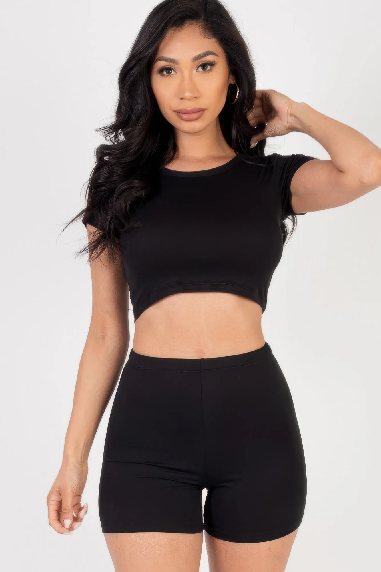 Short Sleeve Crop Top & Shorts Set