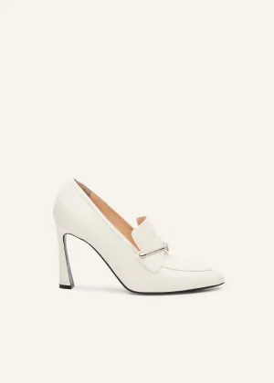 Silver rose loafers in cream leather