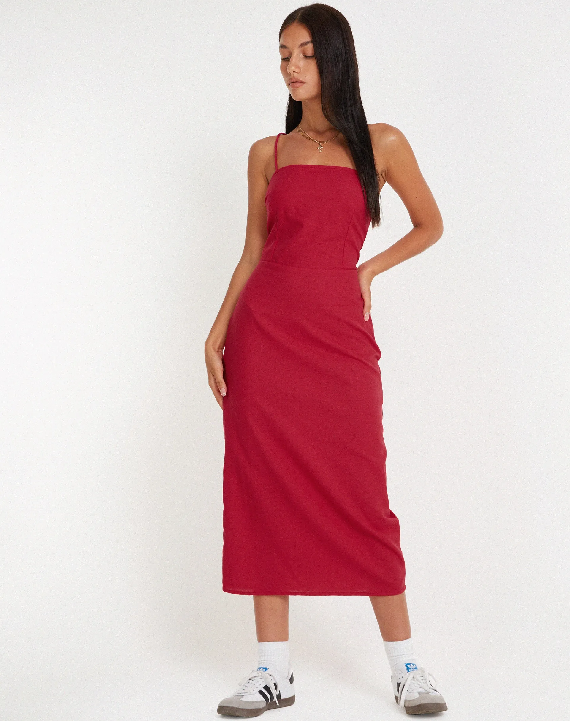 Sky Midi Dress in Tango Red