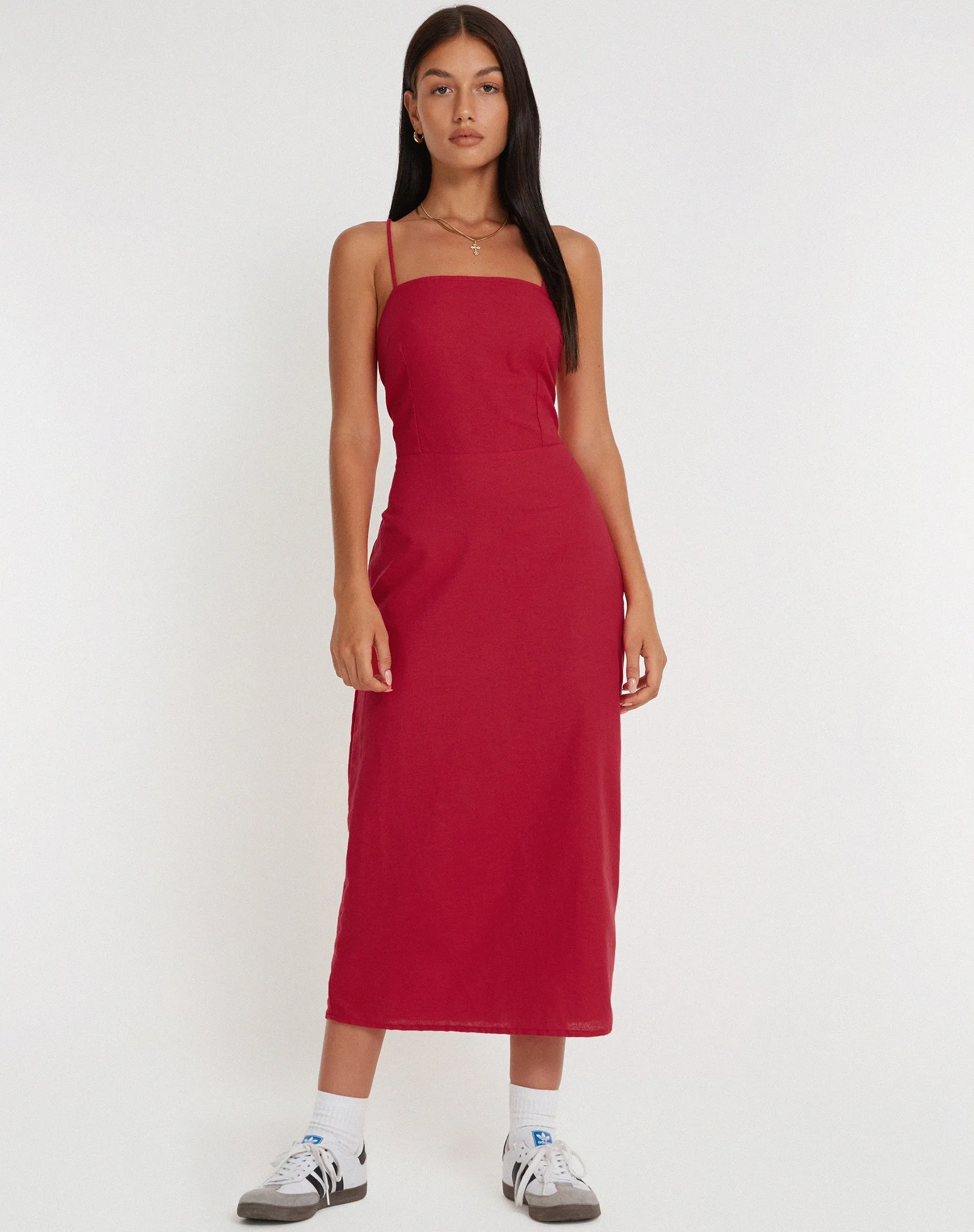 Sky Midi Dress in Tango Red