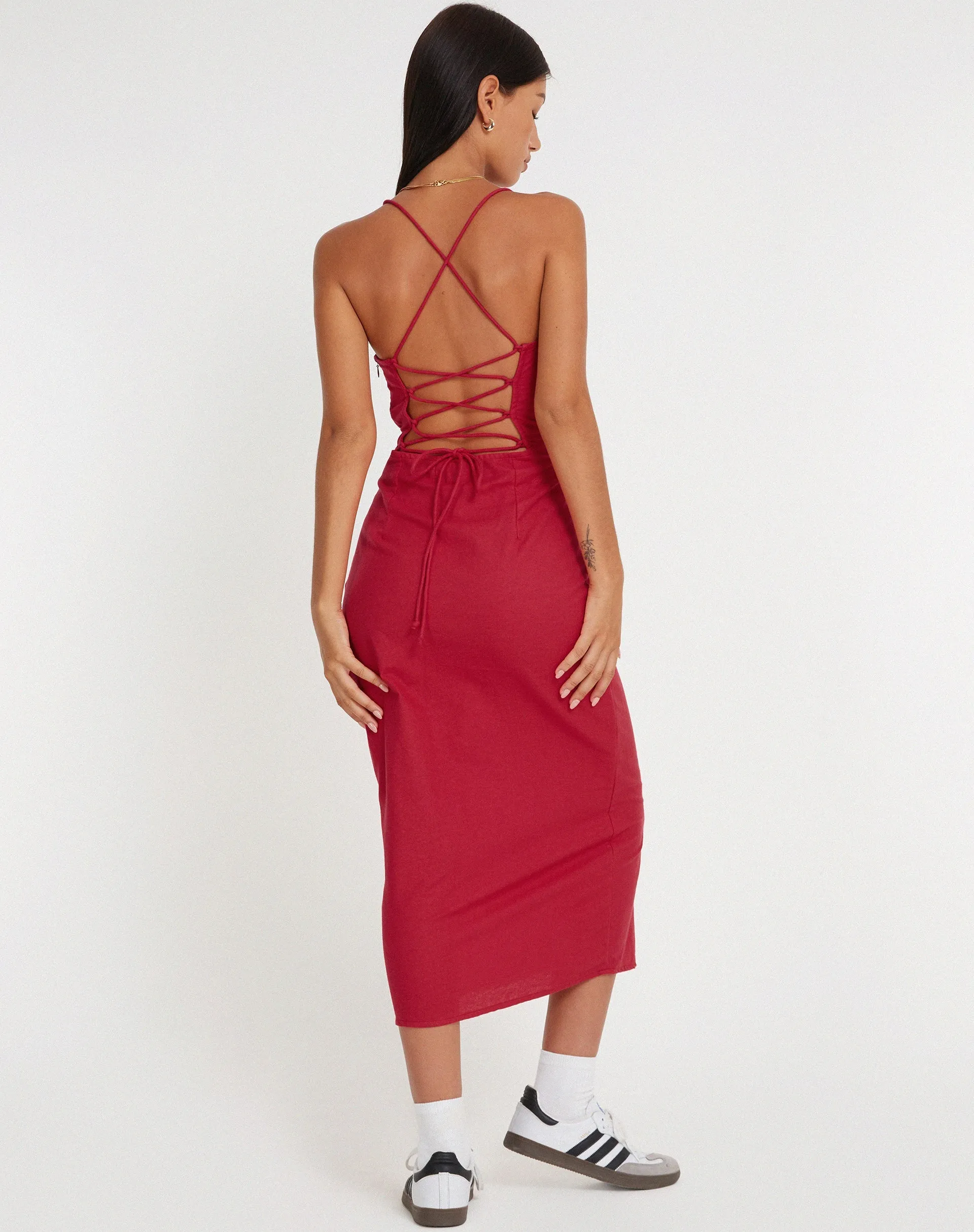 Sky Midi Dress in Tango Red