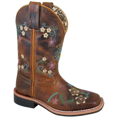 Smoky Mountain Youth Girls Floralie Brown Embroidered Square Toe Boots 3843Y