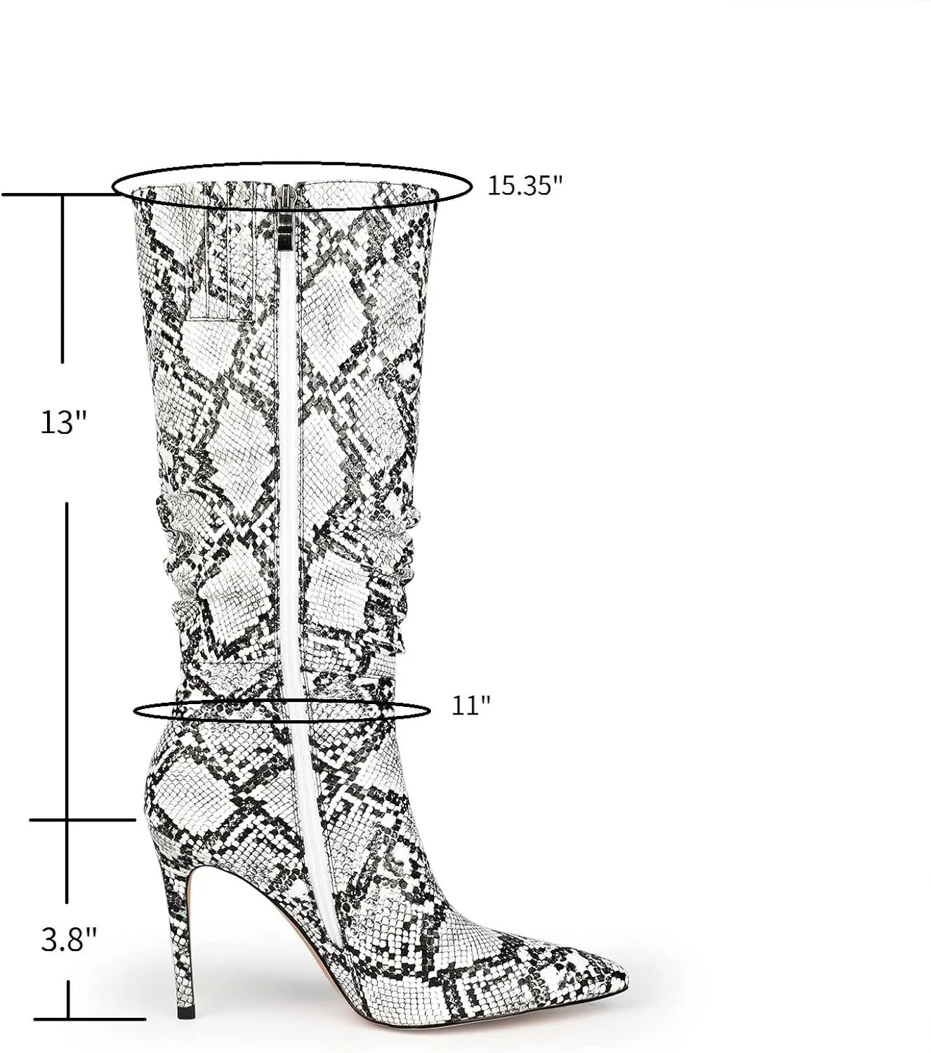 Snakeskin Leather Fashion Stiletto Knee High Boots