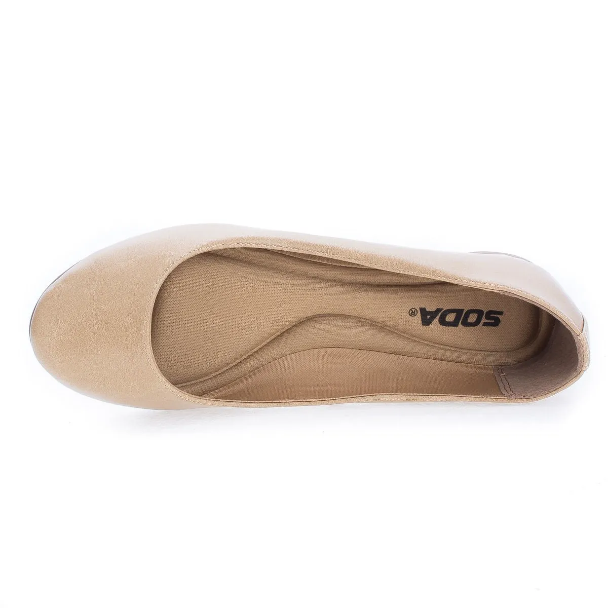 Soda Comfortable Basic Shoes Women Ballet Flat Round Toe Gel Insole KREME