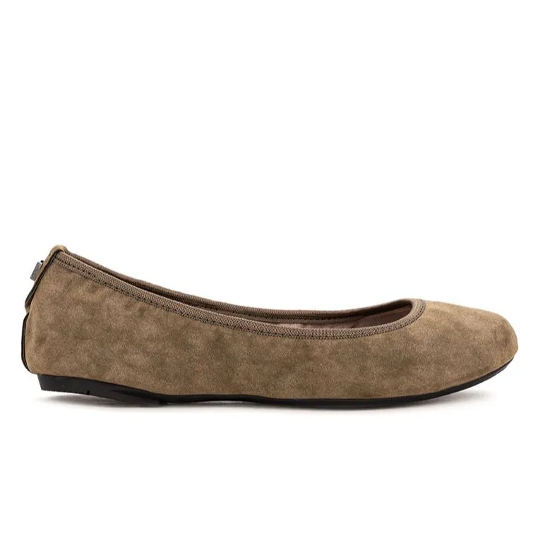 SOPHIA Ballet Flat Shoes - Khaki Burnished Suede