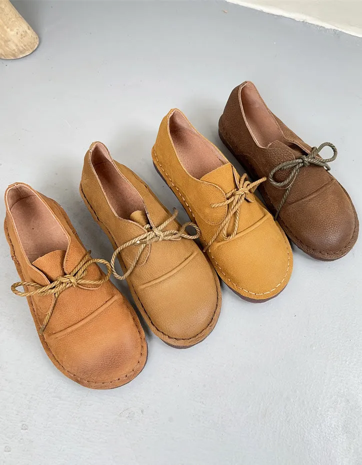 Spring Lace Up Comfortable Handmade Retro Flat Shoes