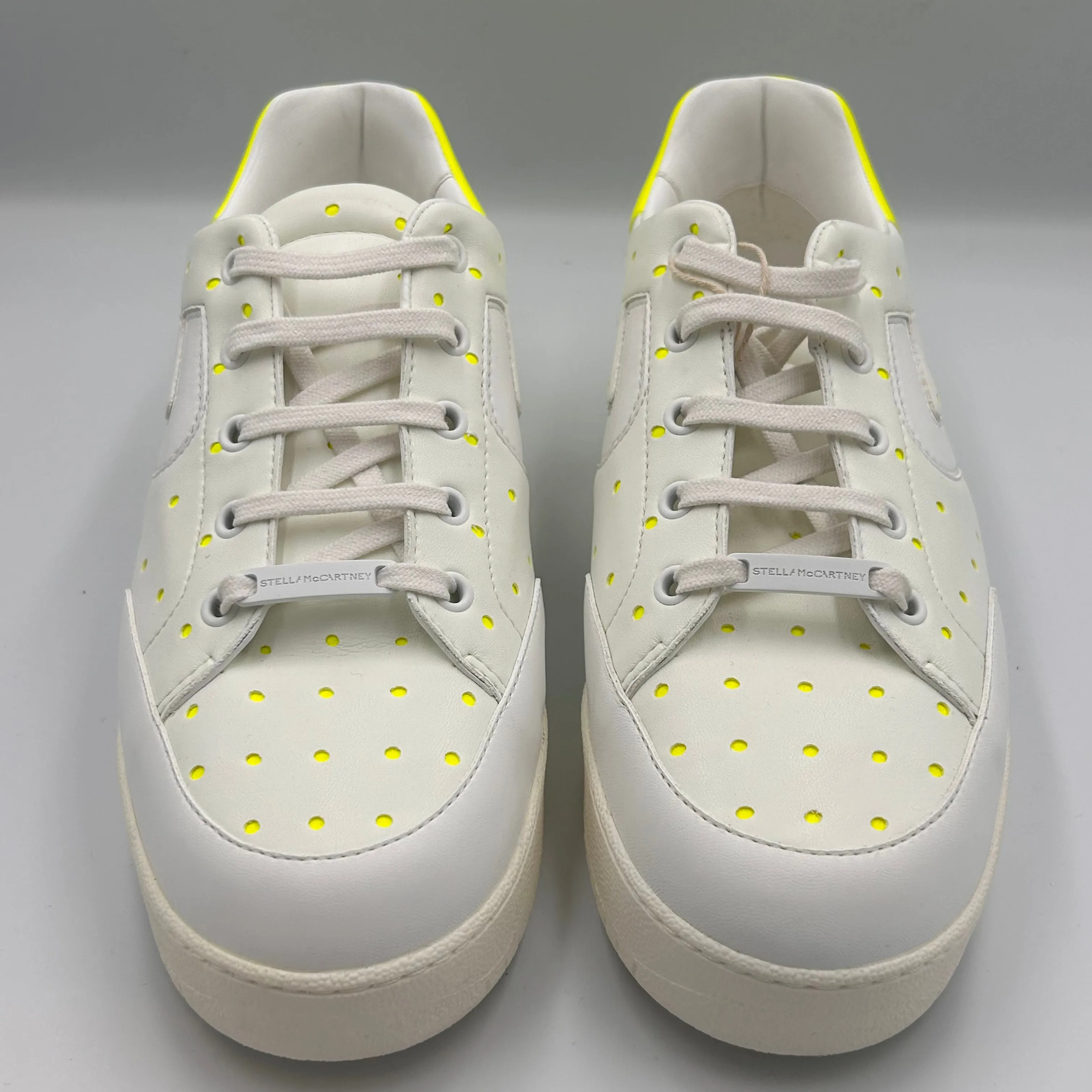 Stella McCartney Brand New £287 White & Neon Leather Trainers 40