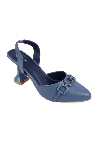 Stylish Blue PU Sandals Heels For Women