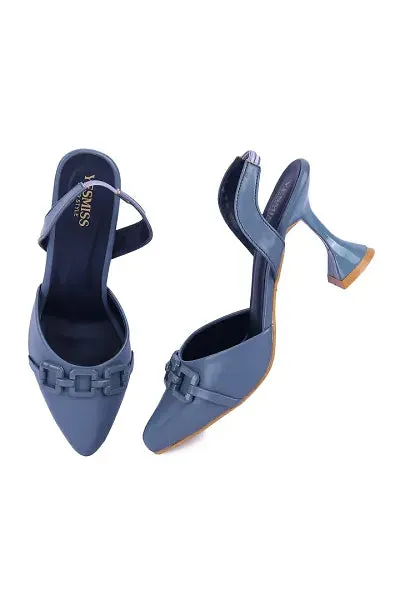 Stylish Blue PU Sandals Heels For Women