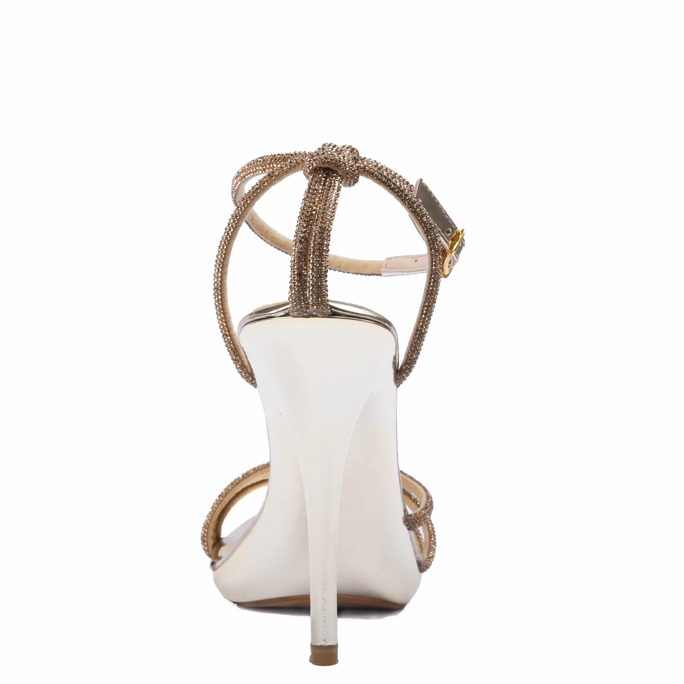 Stylish Gold Strappy High Heels with Ankle Strap | 240D-X Dolcis