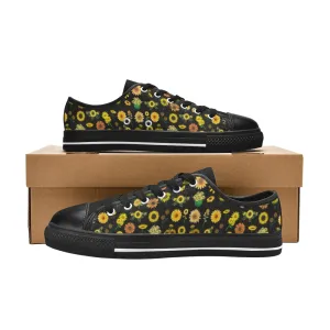 Sunflowers Graphic Black Low Rise Women's Shoes up to size 12