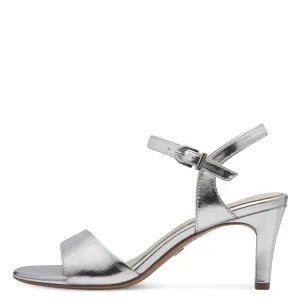 Tamaris Stylish Silver Vegan Heels with Buckle Strap