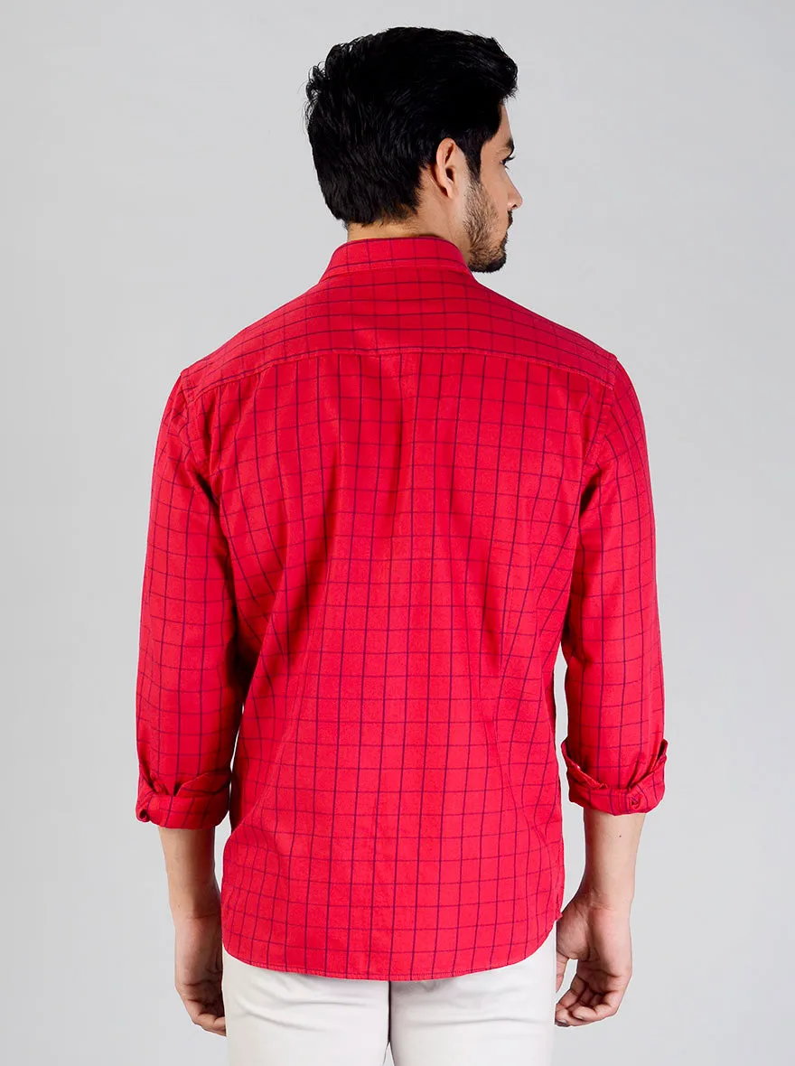 Tango Red Checked Smart Fit Casual Shirt | Greenfibre