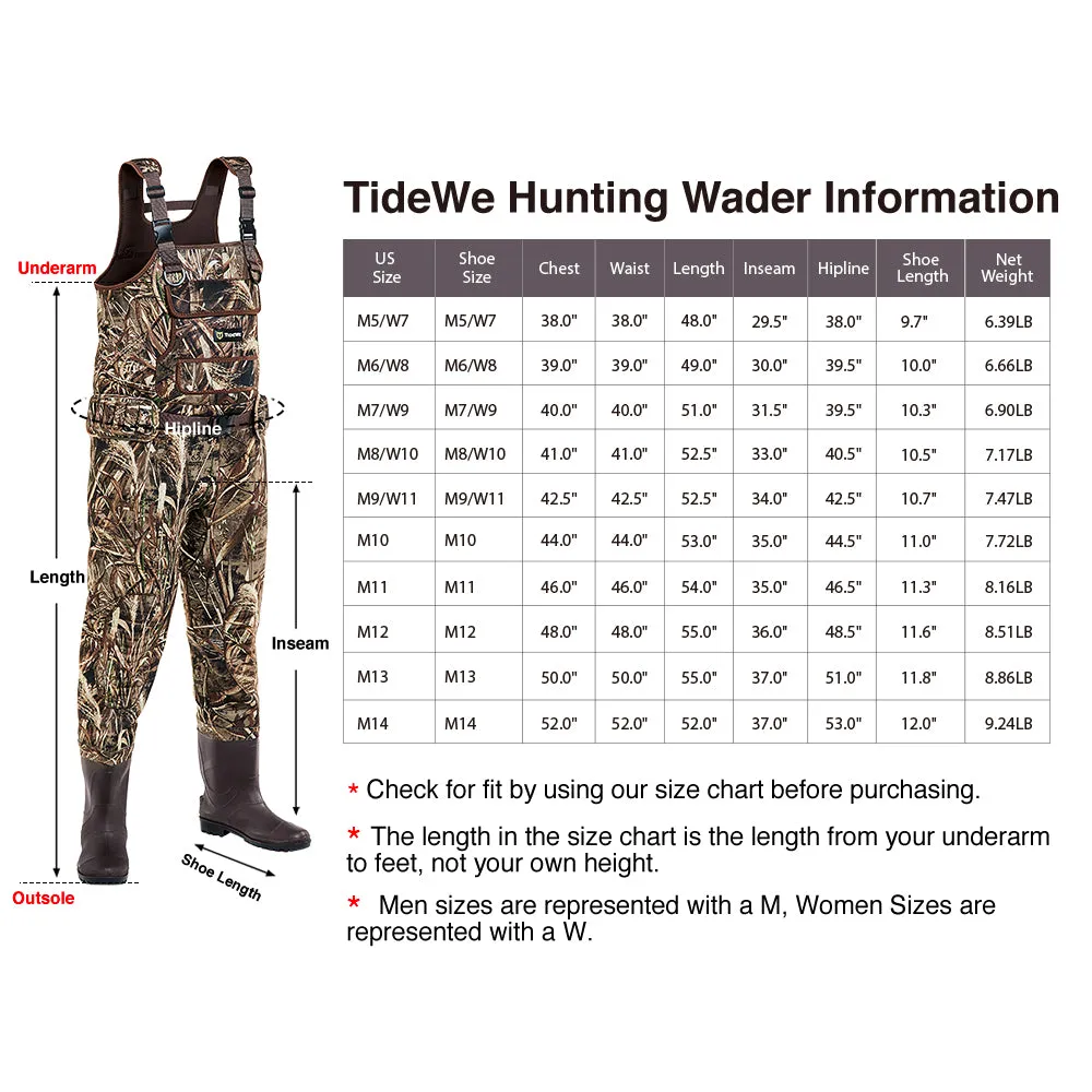 TideWe® Chest Neoprene Waders with Boots Hanger Waterproof