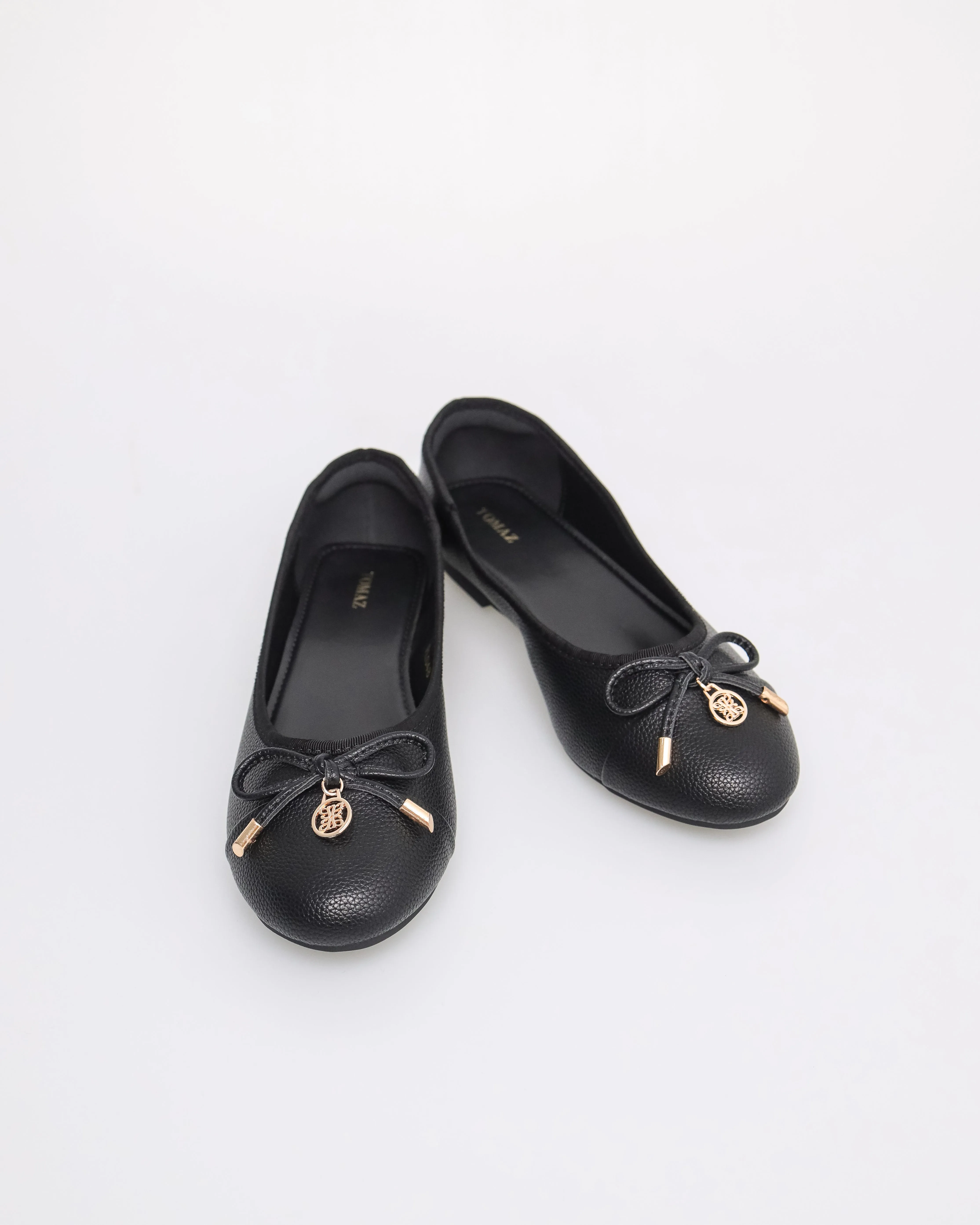 Tomaz FL048 Ladies Ribbon Two Tones Flats (Black)