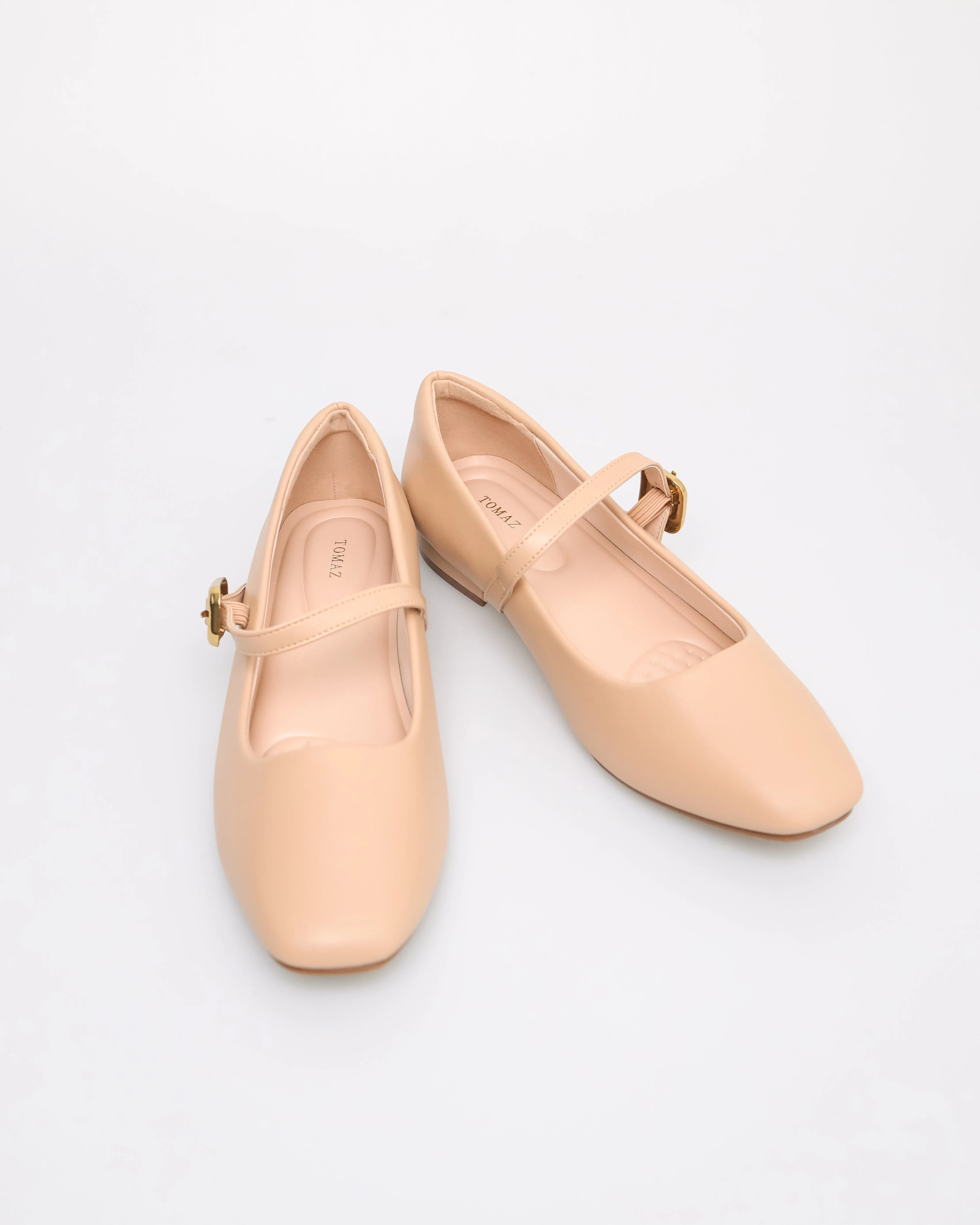 Tomaz NN364 Ladies Buckle Flats (Nude)