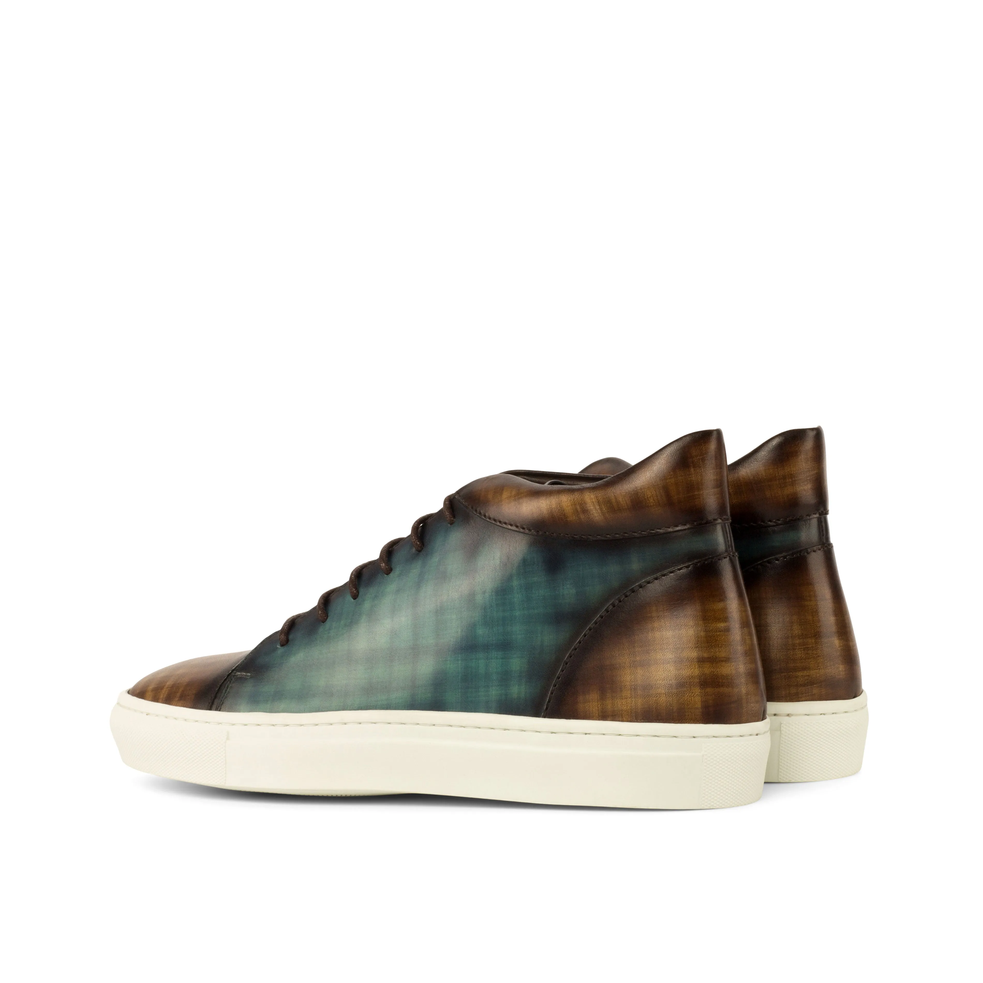 Turquoise & Brown Papiro Patina High-Top Sneakers