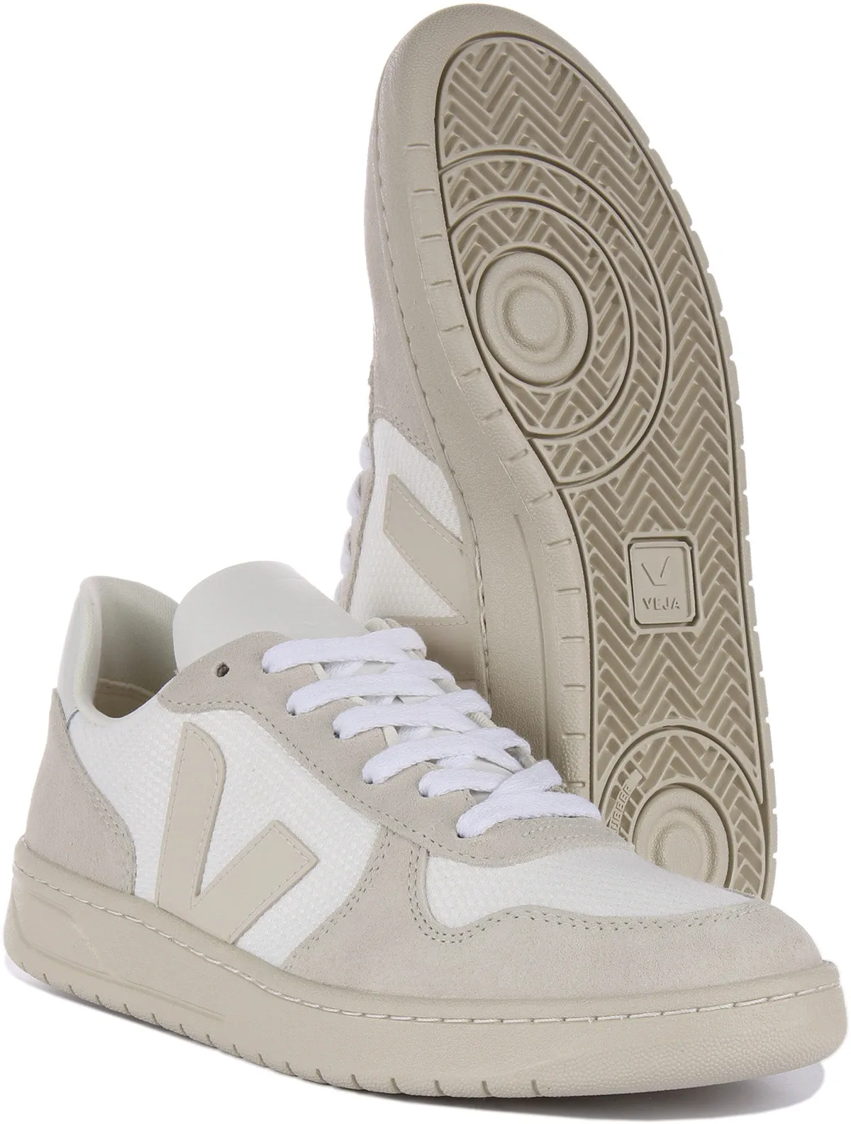 Veja V-10 B-Mesh In White Grey For Women