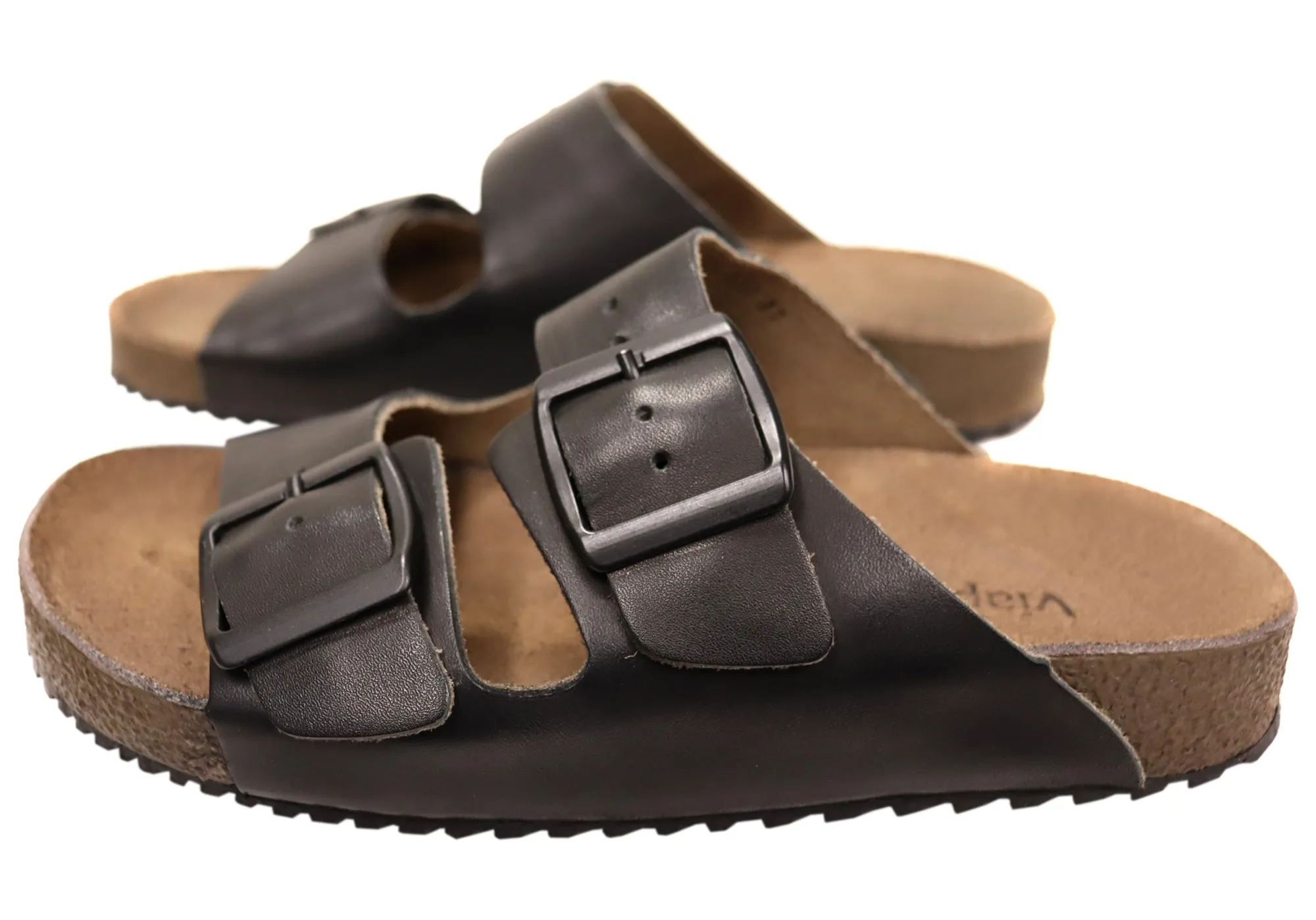 Via Paula Hilda Womens Leather Comfort Slides Sandals Made in Brazil