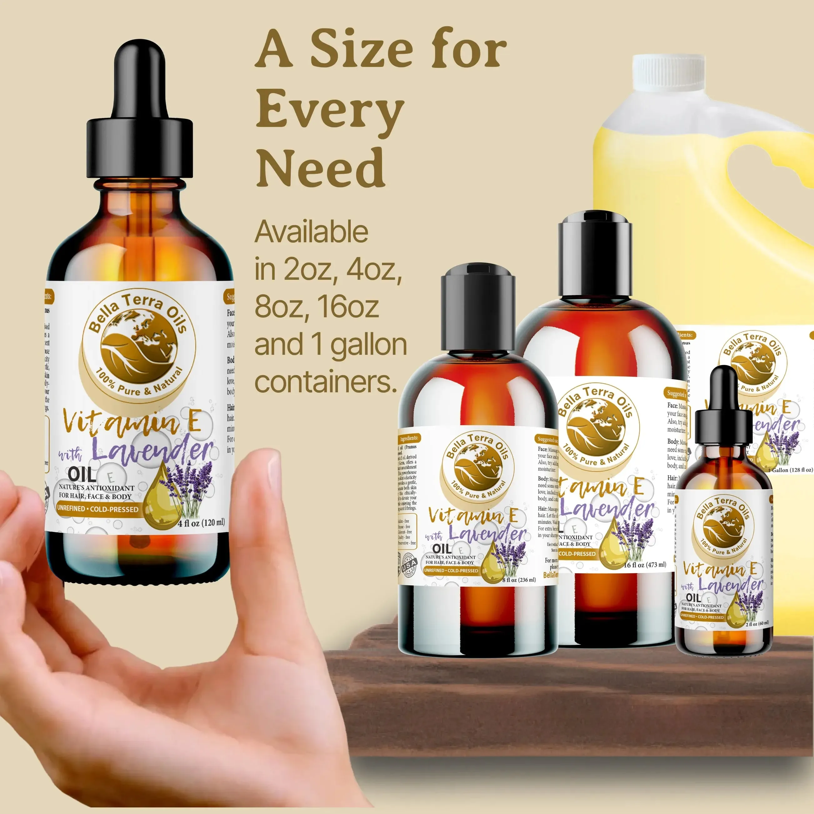 Vitamin E Oil with Lavender Gallon - 128oz | Wholesale Bulk Supply of Antioxidant Oil with Relaxing Lavender