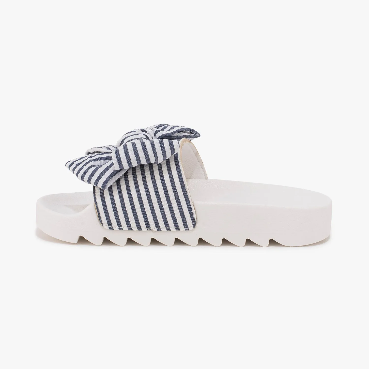 White Gingham Chunky Flat Mule