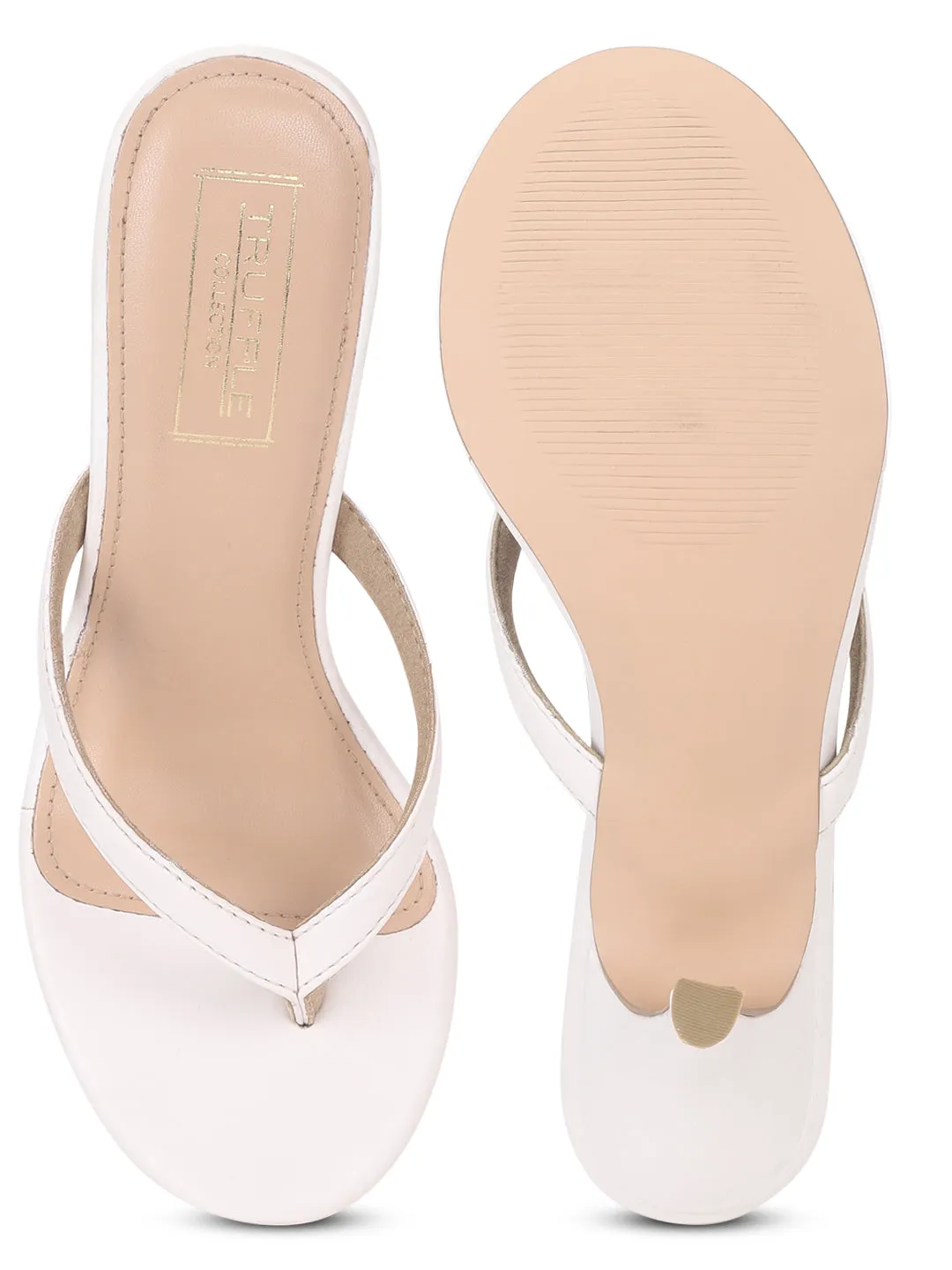 White PU Flip Flop Stiletto Mules (TP10161-WHT)