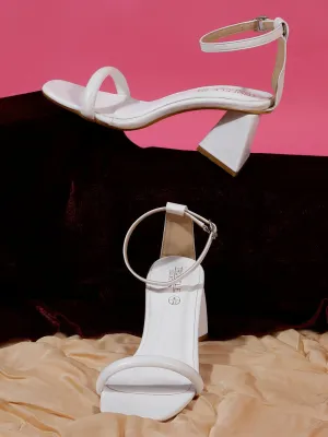 White PU Strappy Block Sandals (TC-SLC-CR021-WHT)