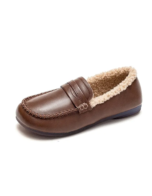 Winter Flat-bottomed Cotton Velvet Retro Loafers